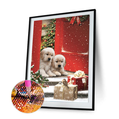 Christmas Dog - Full Round Drill Diamond Painting 30*40CM