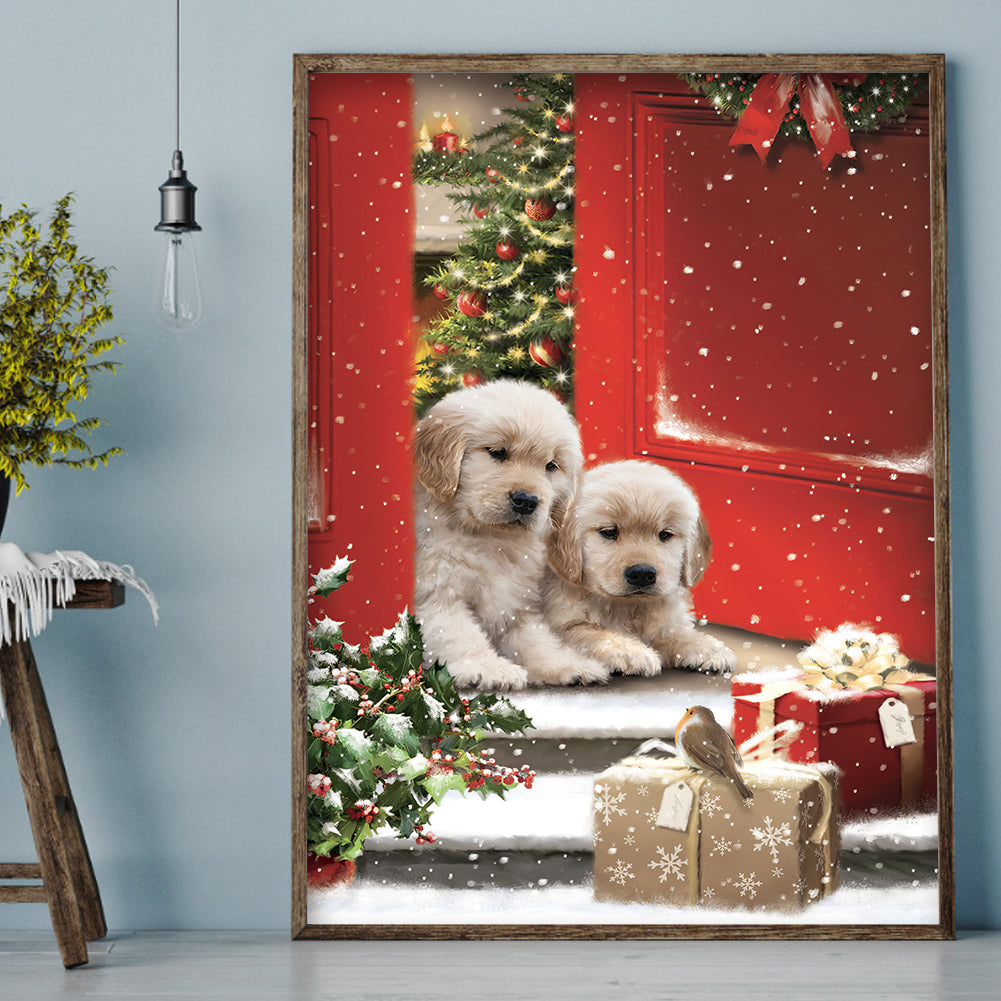 Christmas Dog - Full Round Drill Diamond Painting 30*40CM