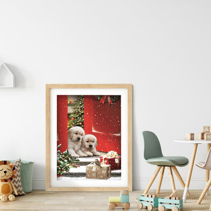 Christmas Dog - Full Round Drill Diamond Painting 30*40CM