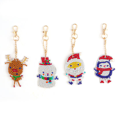 DIY Christmas 5D Diamond Painting Special Shape Drilling Keychain Kits