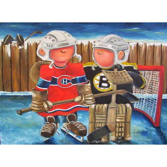 Hockey Sportman - Full Round Drill Diamond Painting 30*40CM