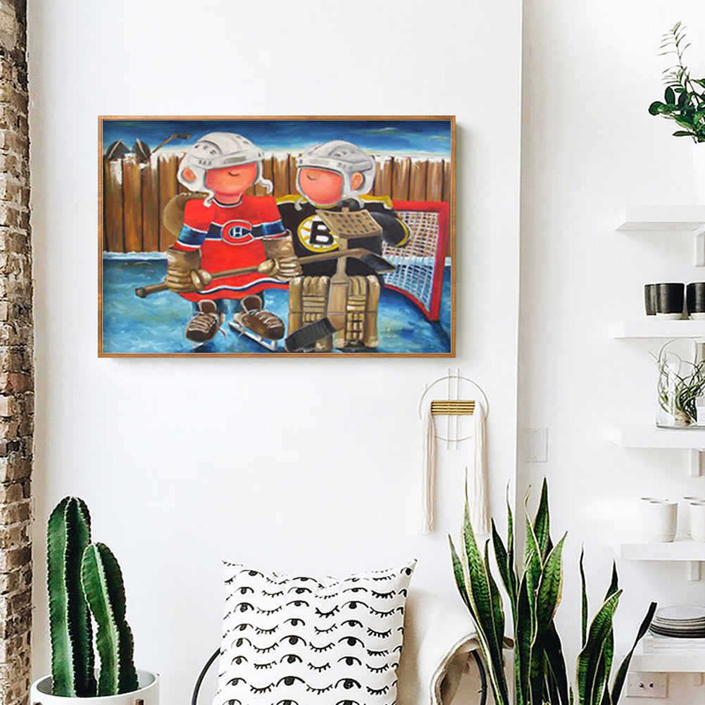 Hockey Sportman - Full Round Drill Diamond Painting 30*40CM