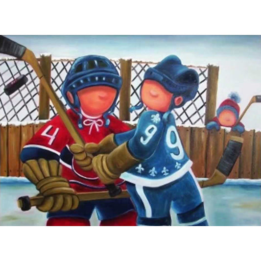 Hockey Sportman - Full Round Drill Diamond Painting 30*40CM