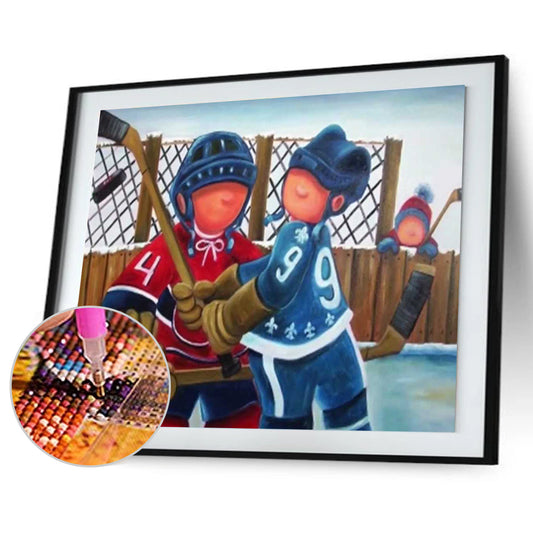Hockey Sportman - Full Round Drill Diamond Painting 30*40CM