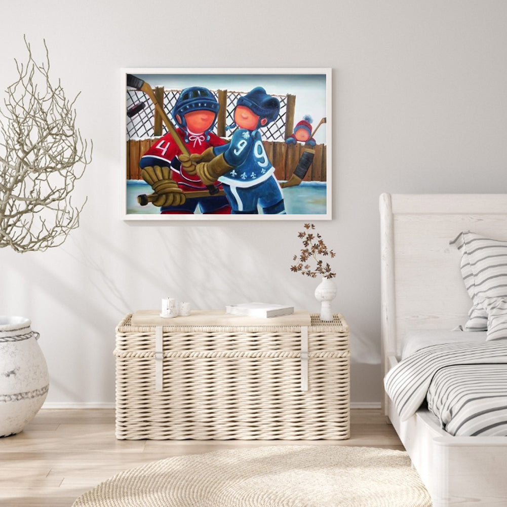 Hockey Sportman - Full Round Drill Diamond Painting 30*40CM