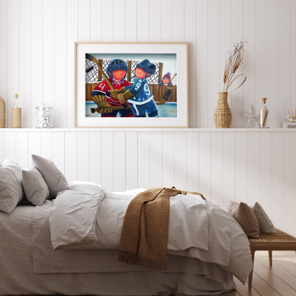Hockey Sportman - Full Round Drill Diamond Painting 30*40CM