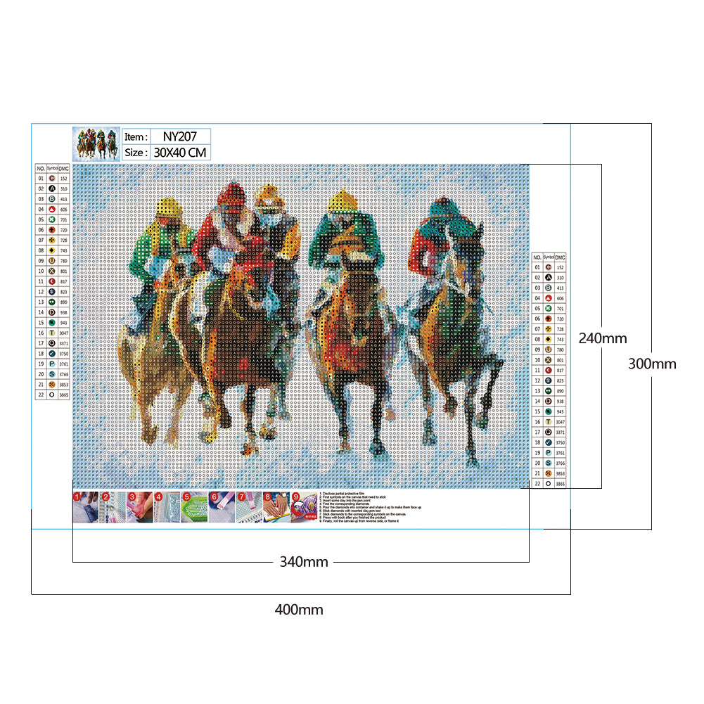 Horse Group - Full Round Drill Diamond Painting 40*30CM