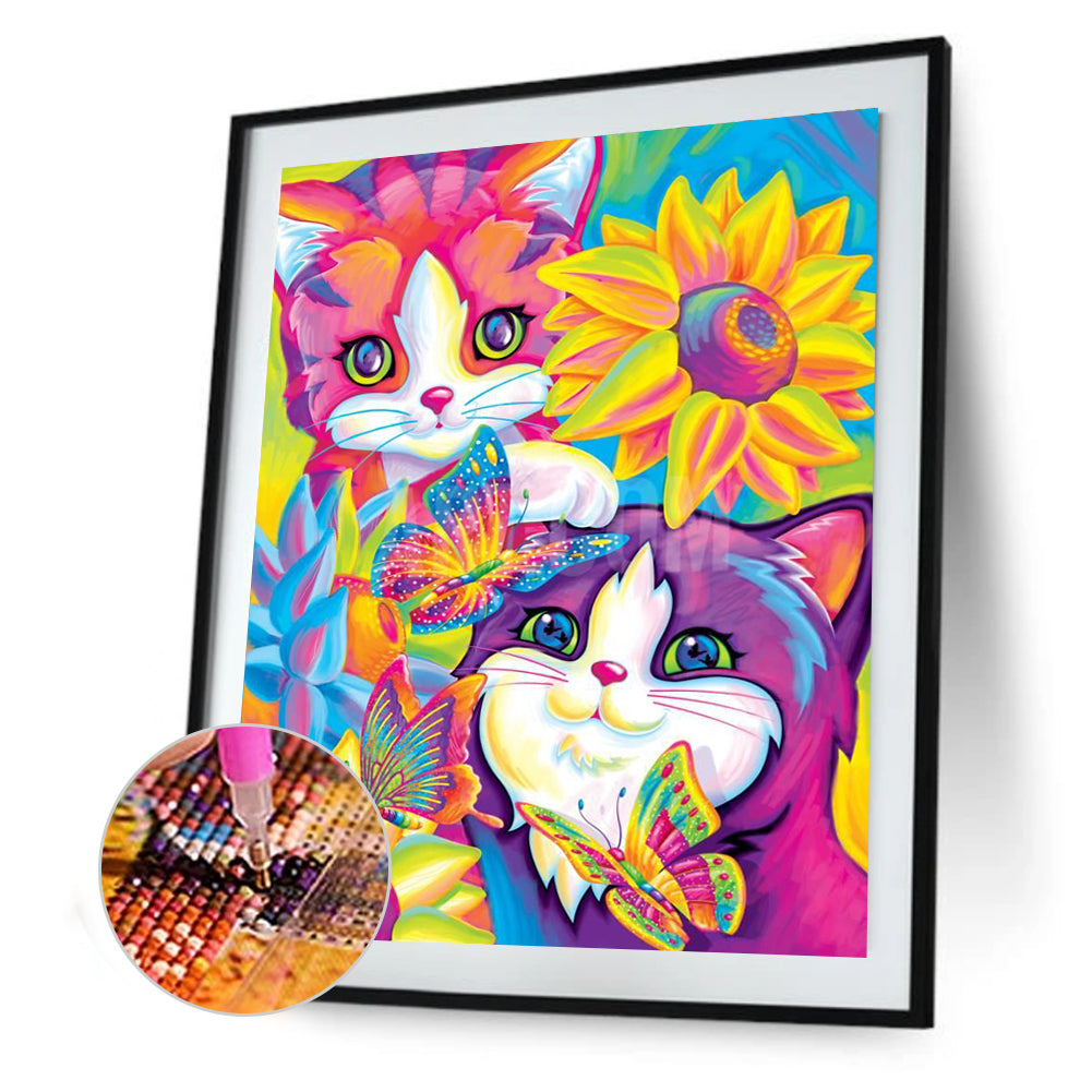 Cat - Full Round Drill Diamond Painting 30*40CM