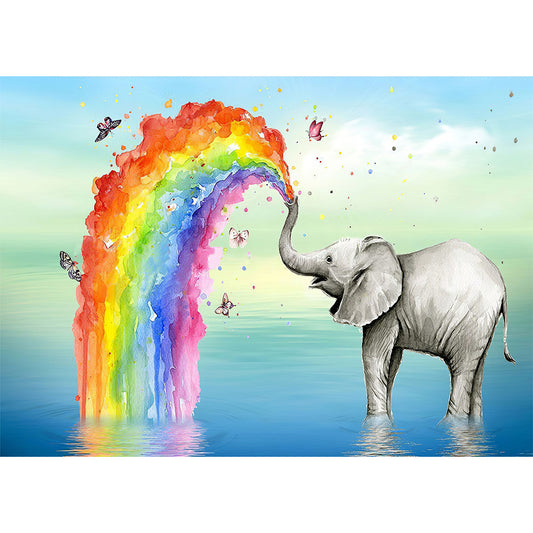 Rainbow Elephant - Full Round Drill Diamond Painting 40*30CM