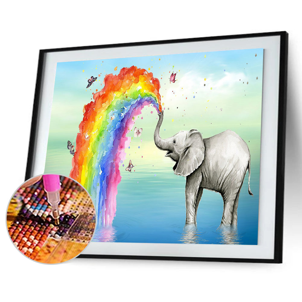 Rainbow Elephant - Full Round Drill Diamond Painting 40*30CM