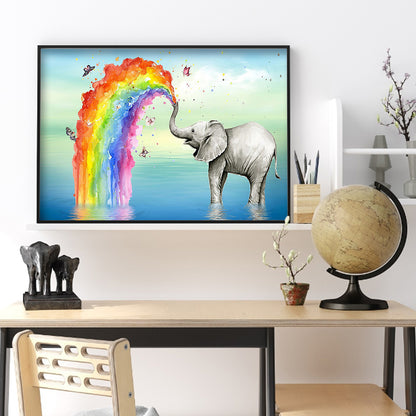 Rainbow Elephant - Full Round Drill Diamond Painting 40*30CM