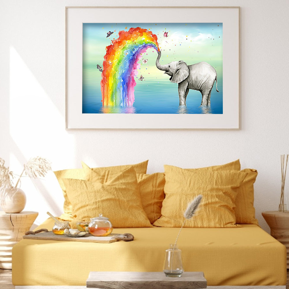 Rainbow Elephant - Full Round Drill Diamond Painting 40*30CM