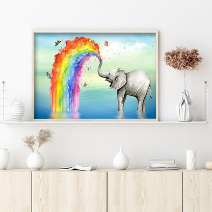 Rainbow Elephant - Full Round Drill Diamond Painting 40*30CM