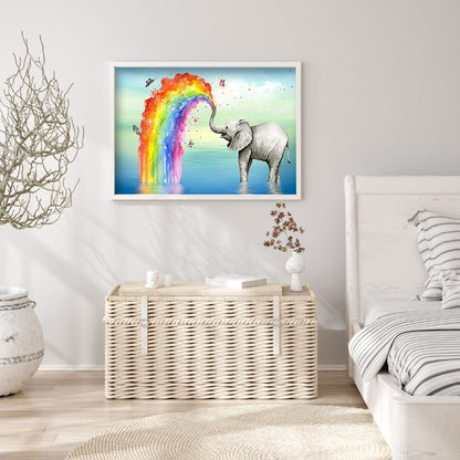 Rainbow Elephant - Full Round Drill Diamond Painting 40*30CM