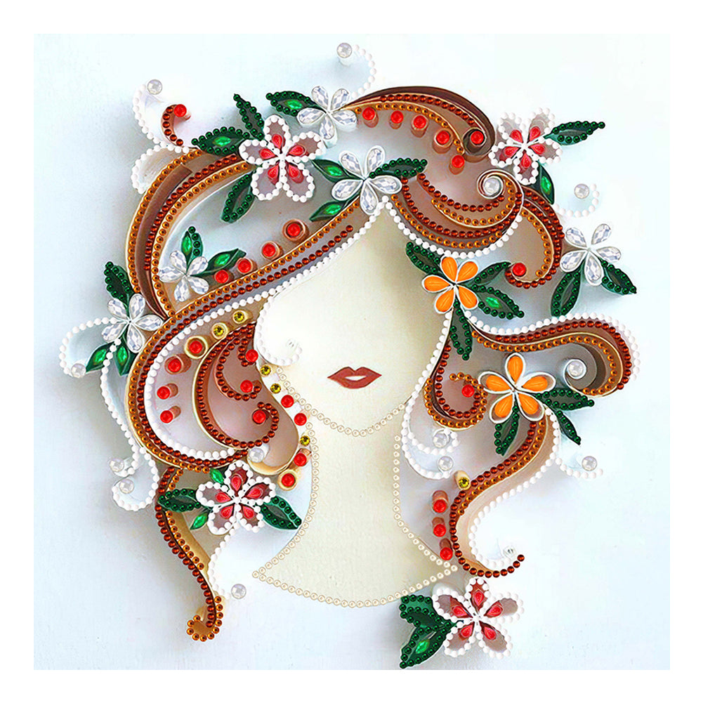 Curly Girl - Special Shaped Drill Diamond Painting 30*30CM