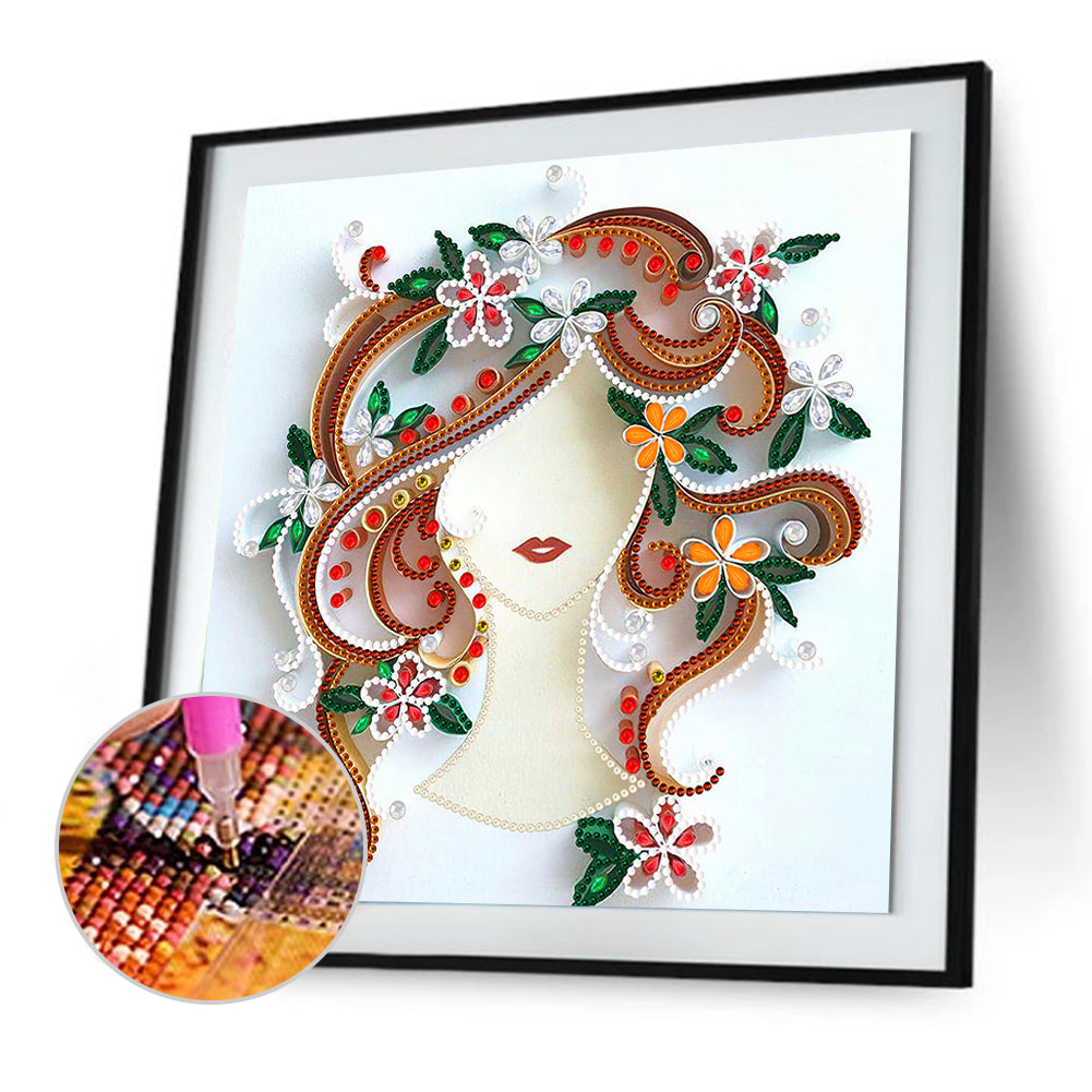 Curly Girl - Special Shaped Drill Diamond Painting 30*30CM