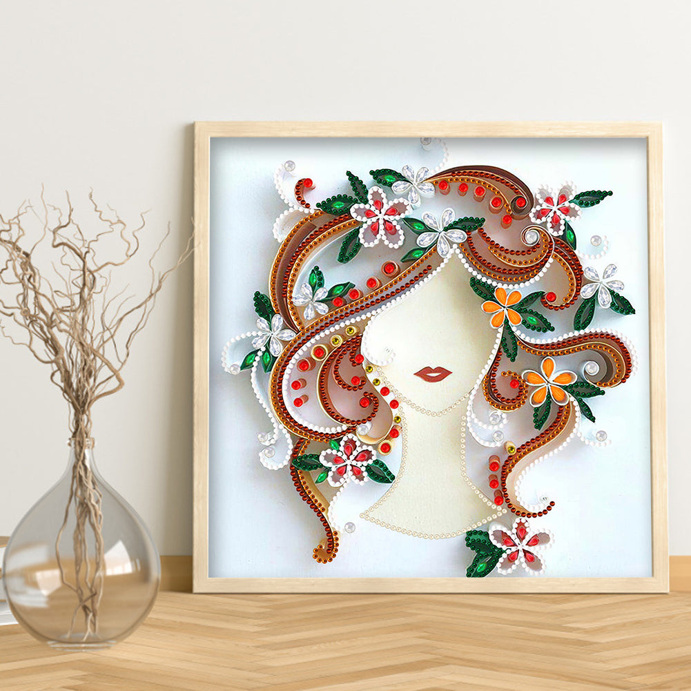 Curly Girl - Special Shaped Drill Diamond Painting 30*30CM