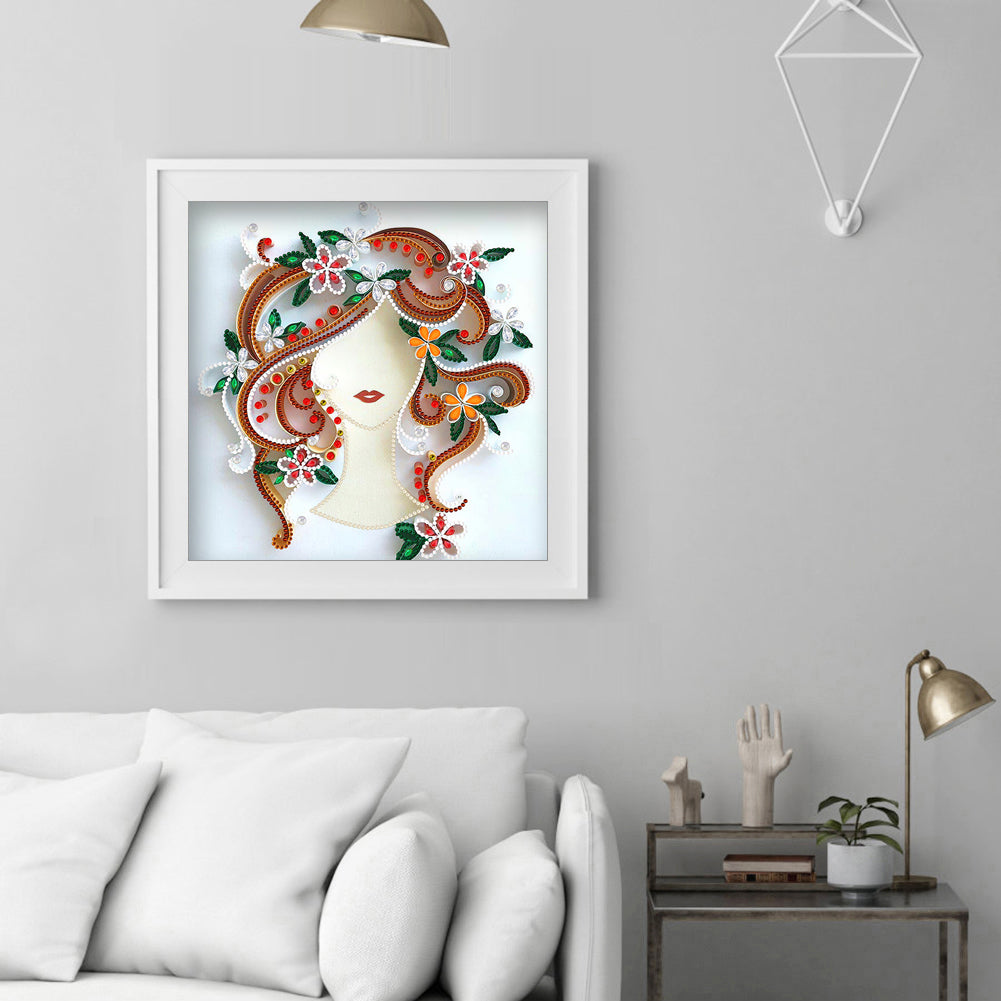 Curly Girl - Special Shaped Drill Diamond Painting 30*30CM