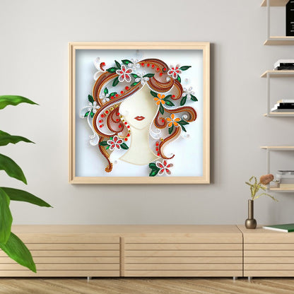 Curly Girl - Special Shaped Drill Diamond Painting 30*30CM