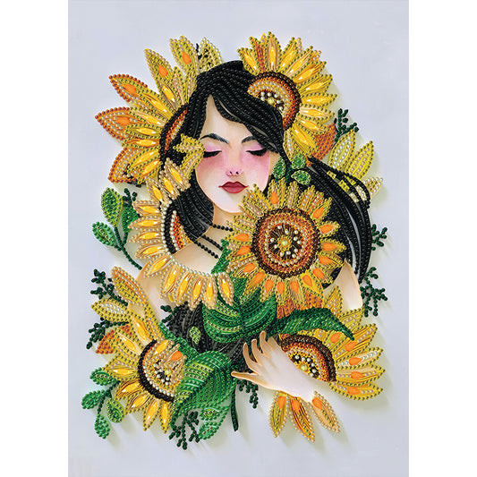 Sunflower Girl - Special Shaped Drill Diamond Painting 30*40CM