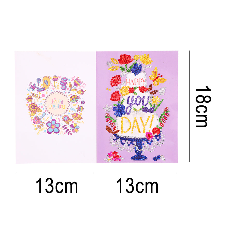 Special Shaped 5D Diamond Painting Happy Birthday Cards DIY Postcards Set