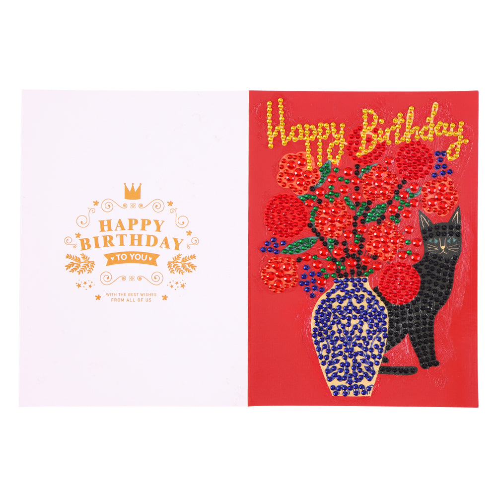 Special Shaped 5D Diamond Painting Happy Birthday Cards DIY Postcards Set