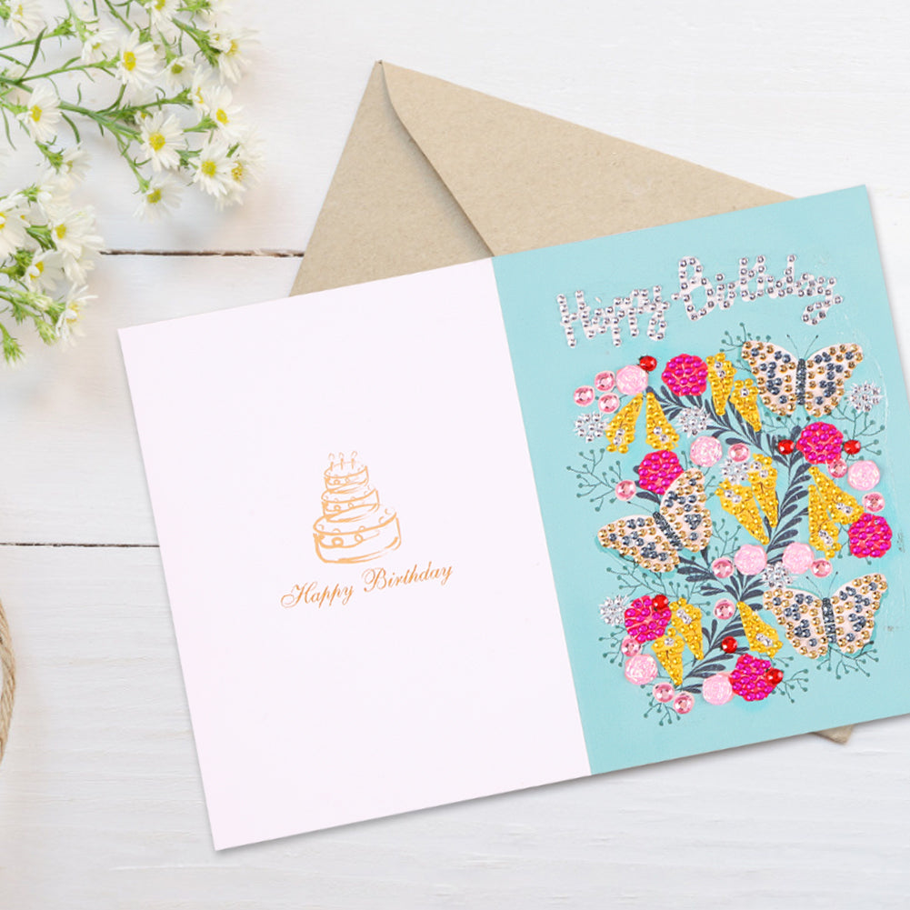 Special Shaped 5D Diamond Painting Happy Birthday Cards DIY Postcards Set