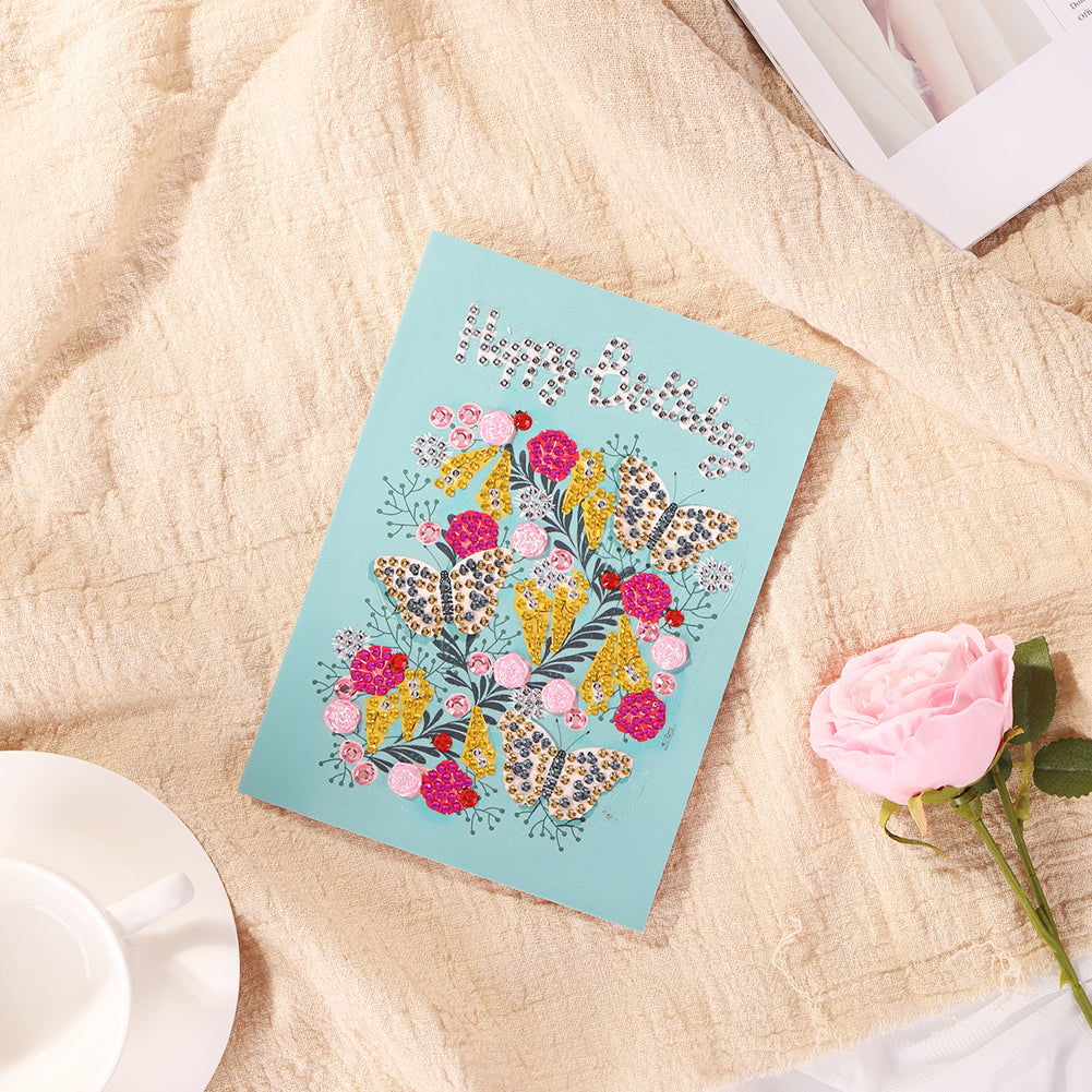 Special Shaped 5D Diamond Painting Happy Birthday Cards DIY Postcards Set