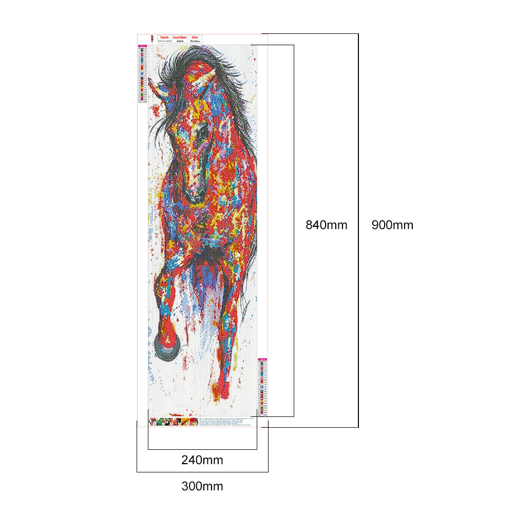 Colorful Horse - Full Round Drill Diamond Painting 30*90CM