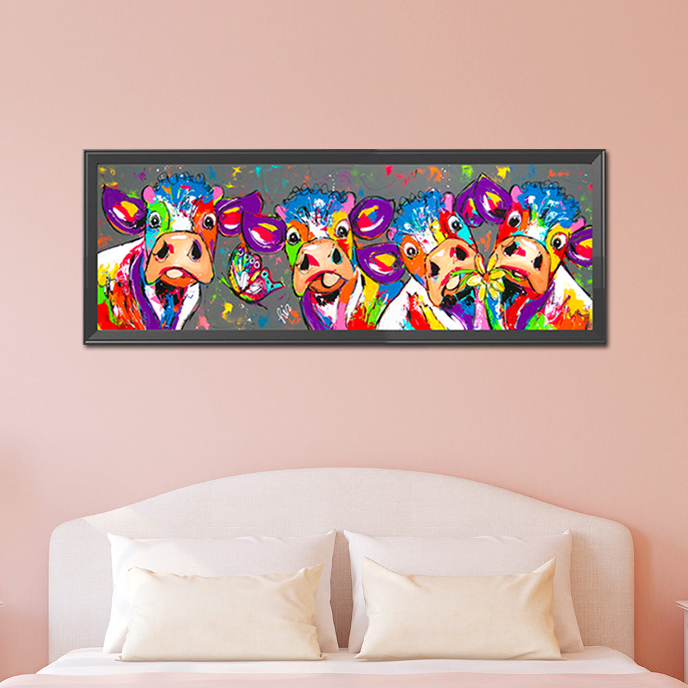 Colorful Cow - Full Round Drill Diamond Painting 90*30CM