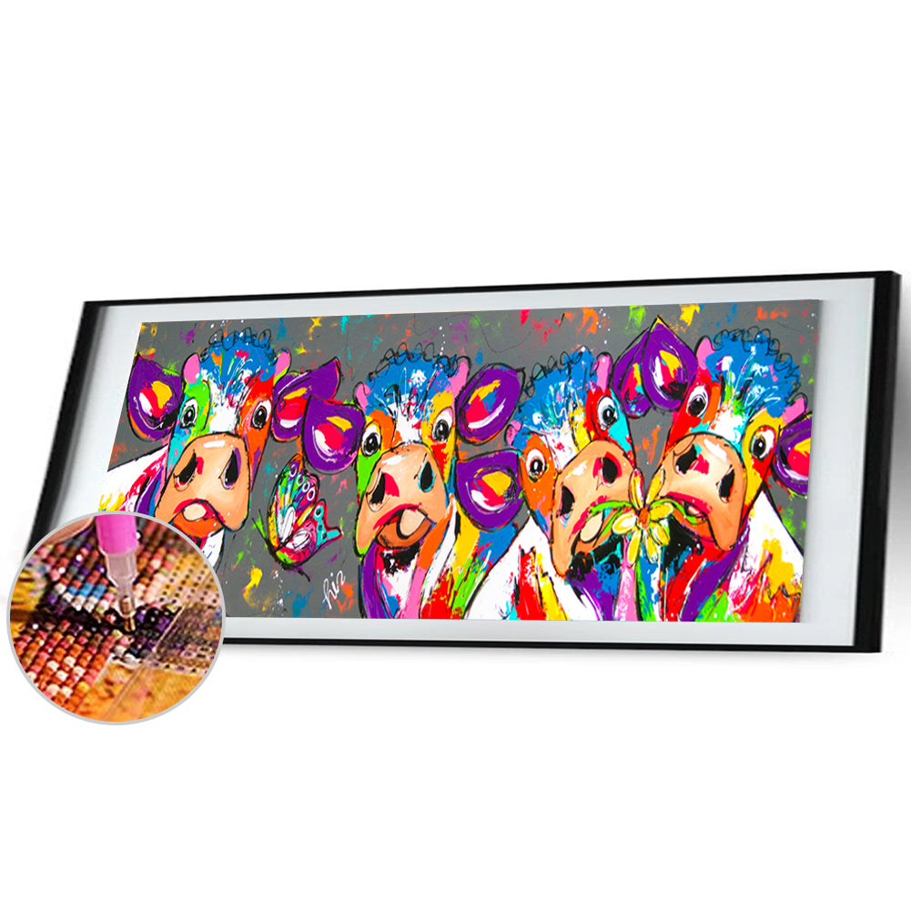 Colorful Cow - Full Round Drill Diamond Painting 90*30CM