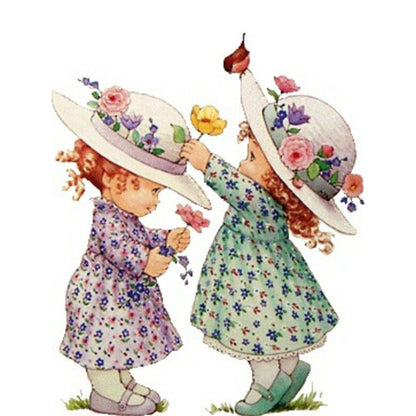 Hat Girl - Full Round Drill Diamond Painting 30*40CM