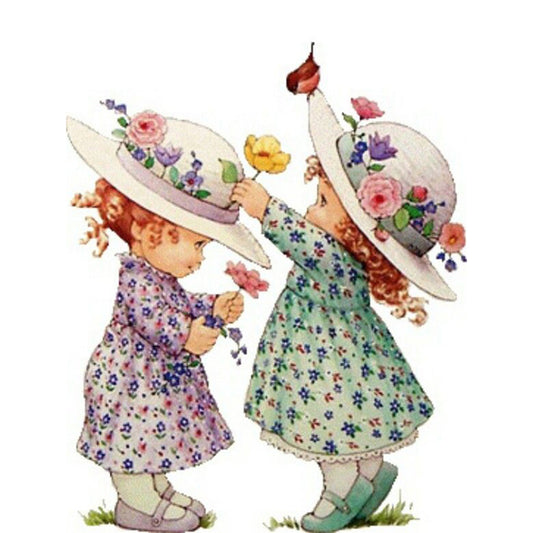 Hat Girl - Full Round Drill Diamond Painting 30*40CM