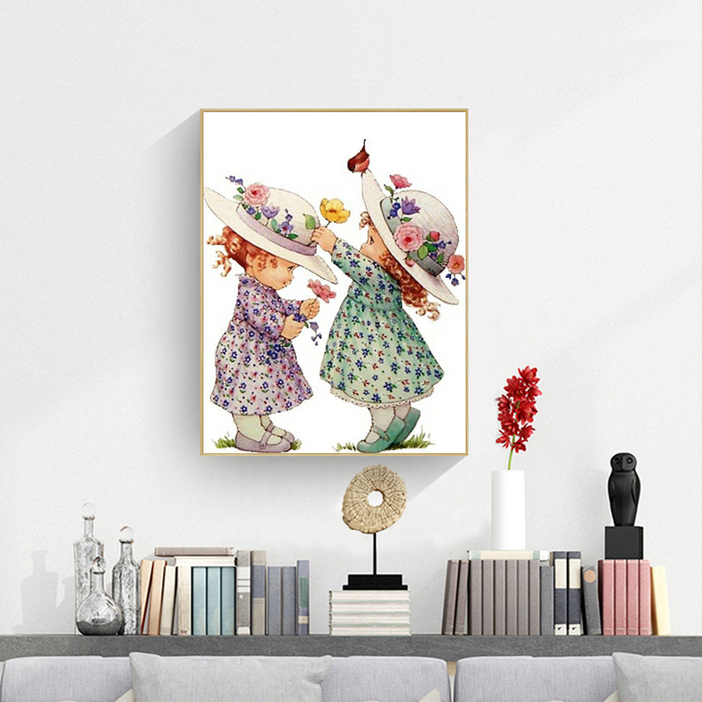 Hat Girl - Full Round Drill Diamond Painting 30*40CM