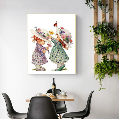 Hat Girl - Full Round Drill Diamond Painting 30*40CM