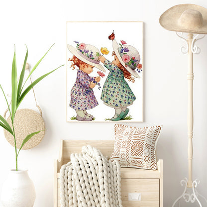 Hat Girl - Full Round Drill Diamond Painting 30*40CM