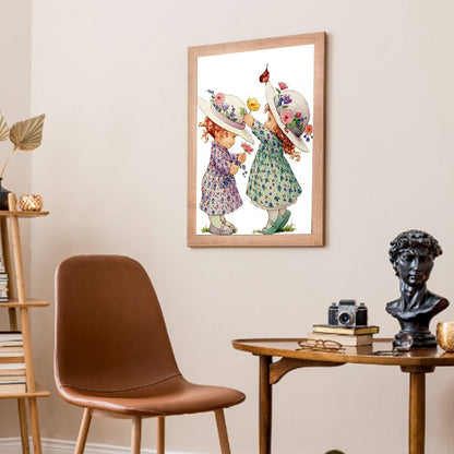 Hat Girl - Full Round Drill Diamond Painting 30*40CM