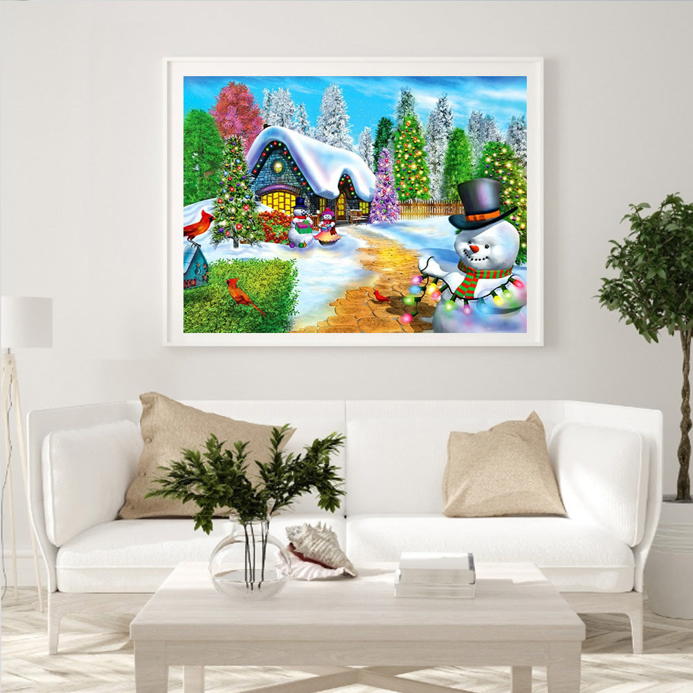 Christmas Snowman - Full Round Drill Diamond Painting 50*40CM