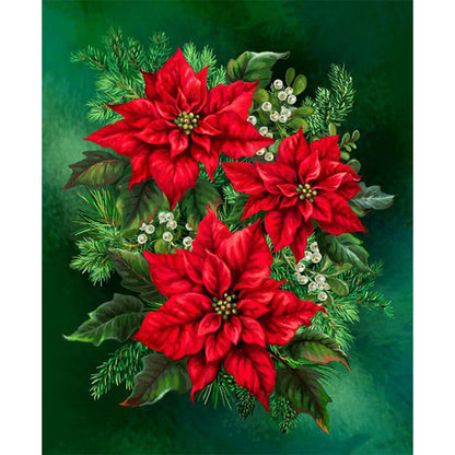 Poinsettia - Full Round Drill Diamond Painting 30*40CM