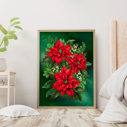 Poinsettia - Full Round Drill Diamond Painting 30*40CM