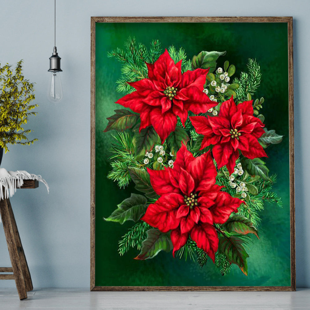 Poinsettia - Full Round Drill Diamond Painting 30*40CM