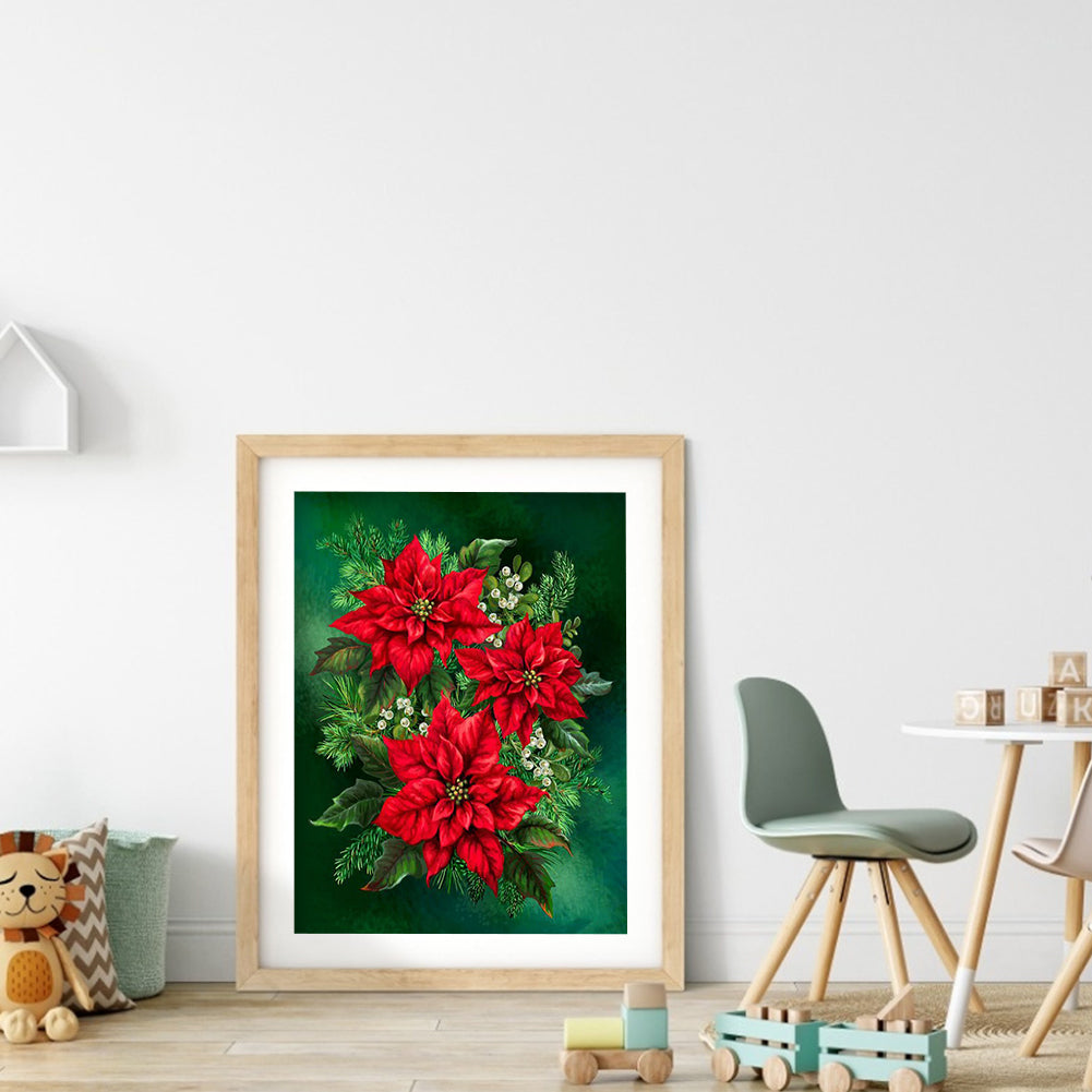 Poinsettia - Full Round Drill Diamond Painting 30*40CM