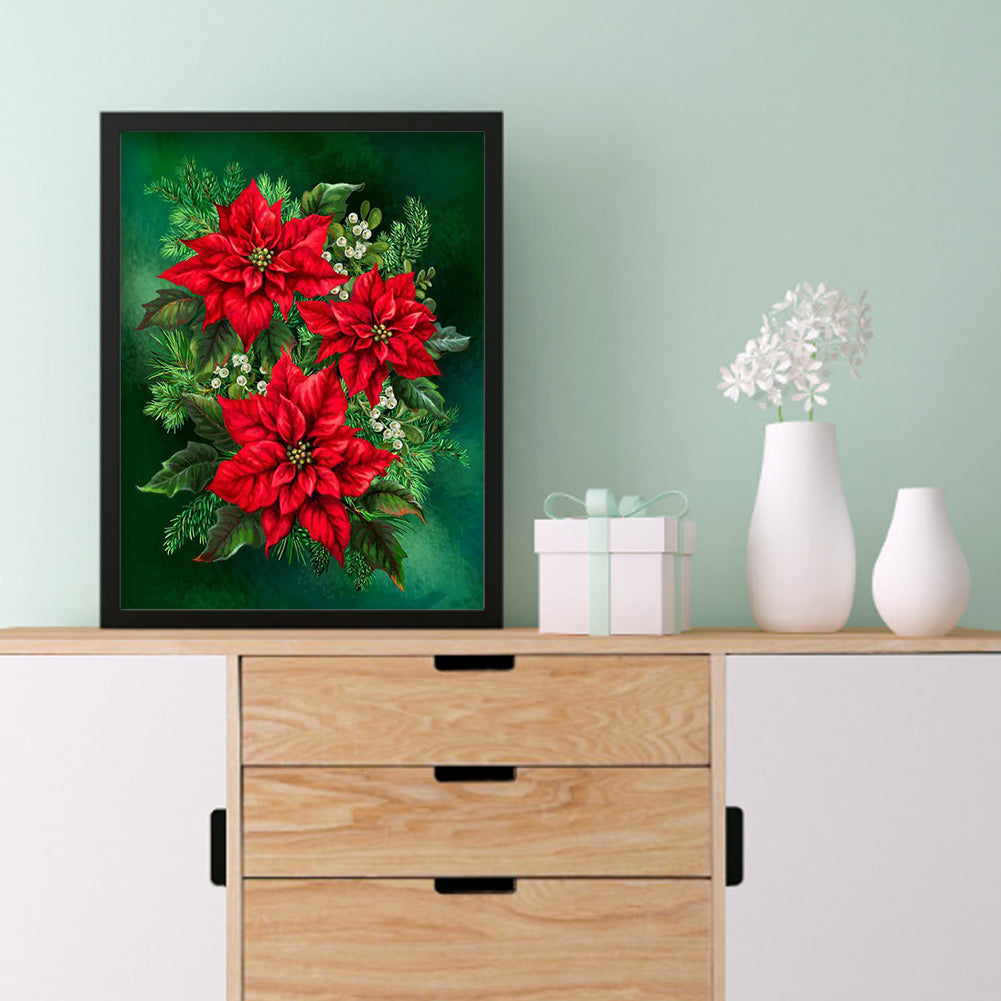 Poinsettia - Full Round Drill Diamond Painting 30*40CM