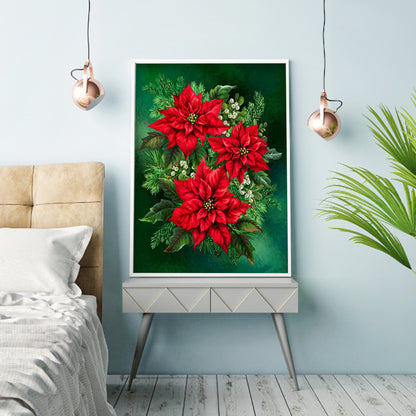 Poinsettia - Full Round Drill Diamond Painting 30*40CM