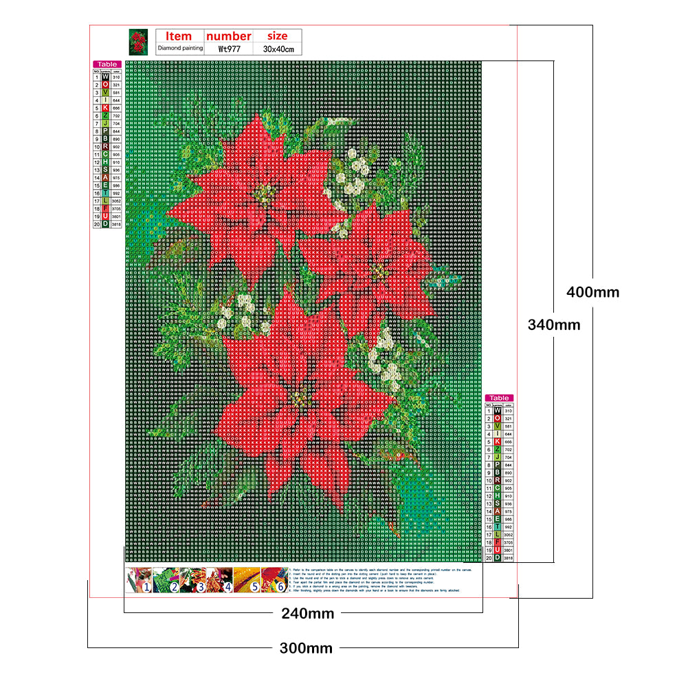 Poinsettia - Full Round Drill Diamond Painting 30*40CM