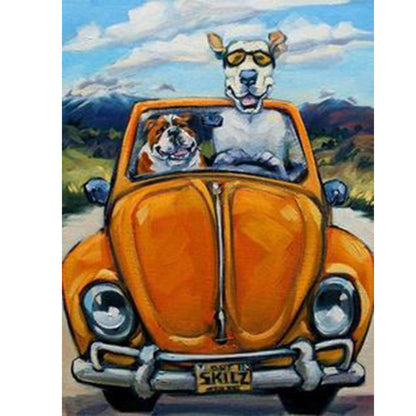 Driving Dogs - Full Round Drill Diamond Painting 30*40CM