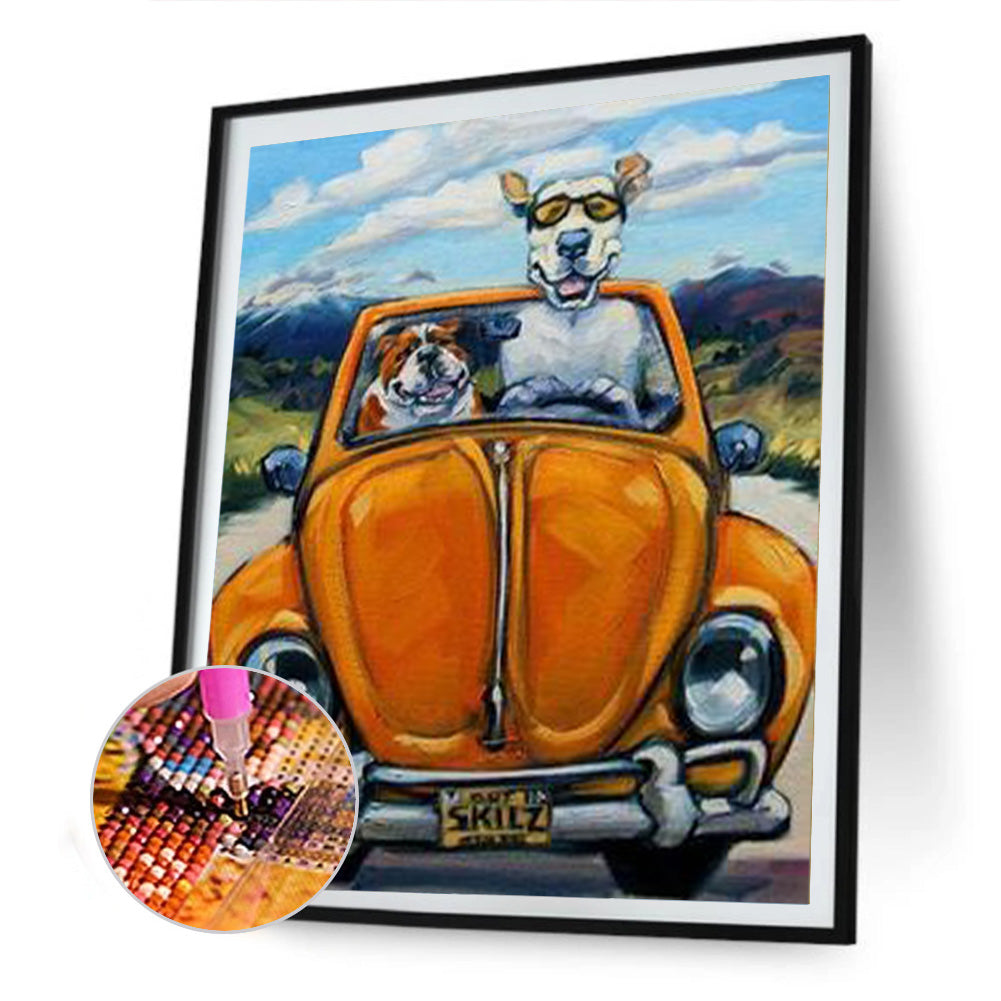 Driving Dogs - Full Round Drill Diamond Painting 30*40CM
