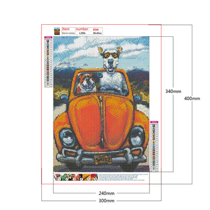 Driving Dogs - Full Round Drill Diamond Painting 30*40CM