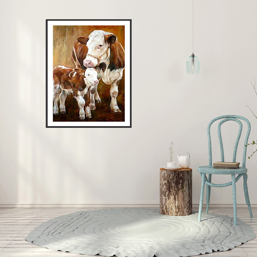 Cow Calf - Full Round Drill Diamond Painting 30*40CM