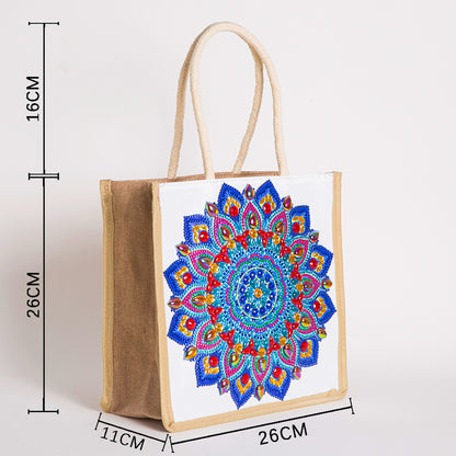 5D Diamond Painting Linen Bags DIY Drill Handbag Reusable Eco Shopping Tote